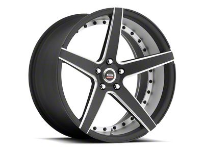 Spec-1 SPM-76 Matte Black and Machined Wheel; Rear Only; 19x8.5; 35mm Offset (99-04 Mustang)