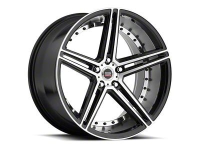 Spec-1 SPM-77 Gloss Black and Machined Wheel; Rear Only; 19x8.5; 15mm Offset (99-04 Mustang)