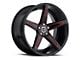 Spec-1 SPM-78 Gloss Black and Machined Red Line Wheel; 20x9; 35mm Offset (99-04 Mustang)