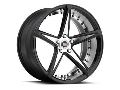 Spec-1 SPM-78 Gloss Black and Machined Wheel; 20x9; 35mm Offset (99-04 Mustang)