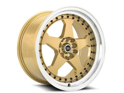 Spec-1 SPT-21 Gold with Machine Lip Wheel; 17x8; 30mm Offset (99-04 Mustang)