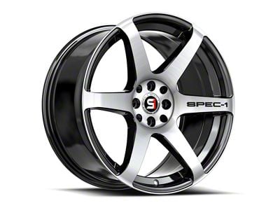 Spec-1 SPT-32 Gloss Black and Machined Wheel; 17x8; 42mm Offset (24-25 Mustang)