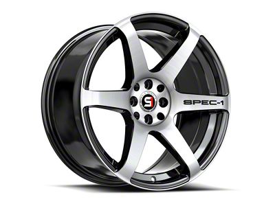 Spec-1 SPT-32 Gloss Black and Machined Wheel; 17x8; 42mm Offset (99-04 Mustang GT, V6)