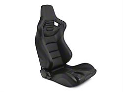 SpeedForm Racing Seats; Black/Black Carbon Fiber Vinyl; Pair (79-22 Mustang)