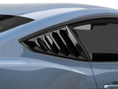 SpeedForm Vintage Quarter Window Louvers; Gloss Black (2024 Mustang Fastback)