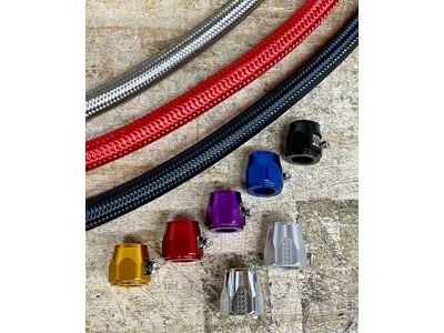SpeedLogix Black Nylon Braided Oil Catch Can Line Kit; Red Fitting (15-23 6.2L HEMI Charger)
