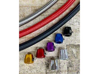 SpeedLogix Red Nylon Braided Oil Catch Can Line Kit; Purple Fitting (15-23 6.2L HEMI Charger)