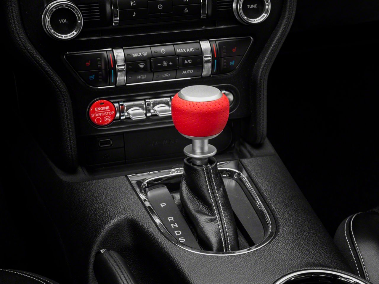 Sr Performance Mustang Automatic Shifter Handle Red Leather 414384 15 25 Mustang Excluding 2590