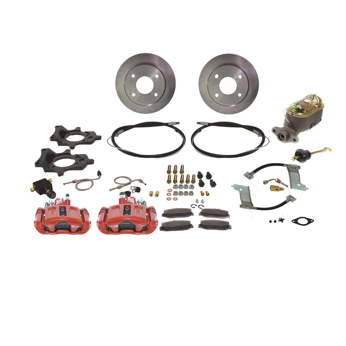 SSBC-USA Mustang Rear Drum to Disc Brake Conversion Kit; Red Calipers ...