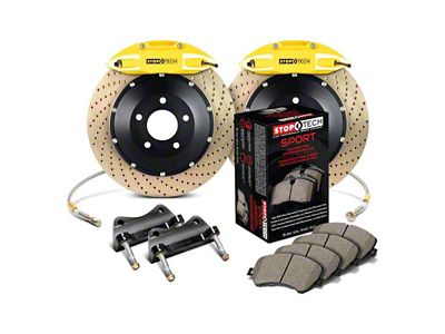 StopTech ST-41 Performance Drilled Coated 2-Piece Rear Big Brake Kit; Yellow Calipers (10-15 Camaro SS, ZL1)