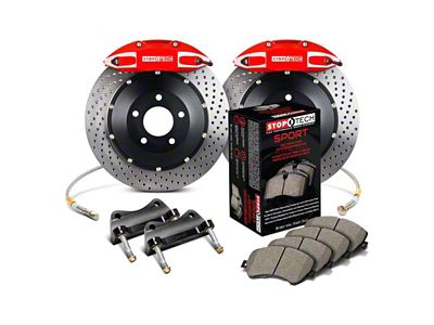 StopTech ST-41 Performance Drilled 2-Piece Rear Big Brake Kit; Red Calipers (10-15 Camaro SS, ZL1)