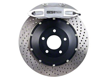 StopTech ST-41 Performance Drilled 2-Piece Rear Big Brake Kit; Silver Calipers (10-15 Camaro LS, LT)