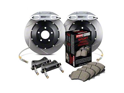 StopTech ST-41 Performance Slotted 2-Piece Rear Big Brake Kit; Silver Calipers (10-15 Camaro SS, ZL1)