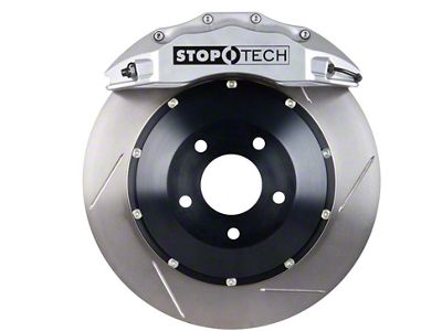 StopTech ST-60 Aero Slotted 2-Piece Front Big Brake Kit; Silver Calipers (10-15 Camaro LS, LT)