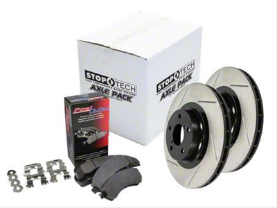 StopTech Street Axle Slotted Brake Rotor and Pad Kit; Front (10-15 Camaro LS, LT)