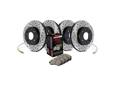 StopTech Sport Axle Drilled and Slotted Brake Rotor and Pad Kit; Front and Rear (2011 RWD Charger R/T)