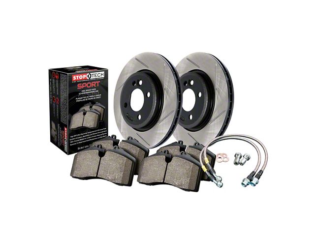 StopTech Sport Axle Slotted Brake Rotor and Pad Kit; Front (14-16 V6 AWD Charger)