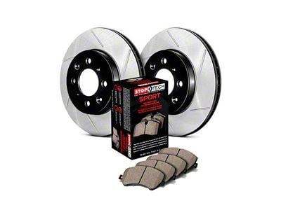 StopTech Sport Axle Slotted Brake Rotor and Pad Kit; Rear (06-14 Charger w/ Vented Rear Rotors; 15-16 3.6L, 5.7L HEMI Charger)