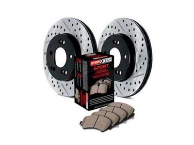 StopTech Sport Axle Slotted and Drilled Brake Rotor and Pad Kit; Front (15-16 Charger Pursuit)