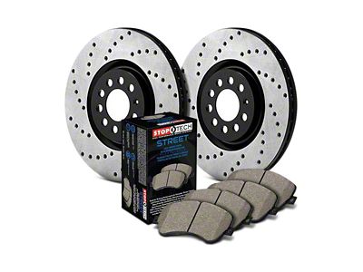 StopTech Street Axle Drilled Brake Rotor and Pad Kit; Rear (06-14 3.6L & 5.7L HEMI Charger w/ Vented Rear Rotors)