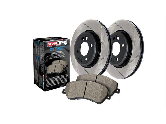 StopTech Street Axle Slotted Brake Rotor and Pad Kit; Front and Rear (15-16 Charger Pursuit)