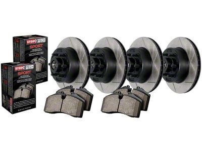 StopTech Truck Axle Slotted Brake Rotor and Pad Kit; Front and Rear (06-14 Charger w/ Vented Rear Rotors; 15-16 3.6L, 5.7L HEMI Charger)