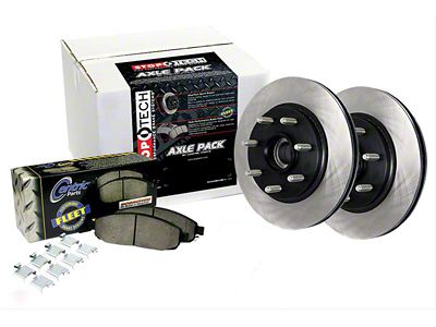 StopTech Truck Axle Slotted Brake Rotor and Pad Kit; Rear (06-14 V6 RWD Charger w/ Solid Rear Rotors; 15-16 V6 RWD Charger)