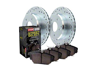 StopTech Sport Axle Drilled and Slotted Brake Rotor and Pad Kit; Rear (2012 Mustang GT500)