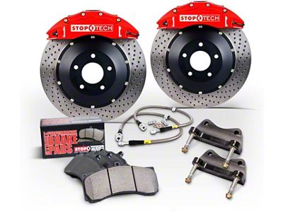 StopTech Trophy Sport Slotted 2-Piece Front Big Brake Kit; Silver Calipers (15-23 Mustang, Excluding GT500)