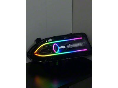 Striker Lights RGB Flow Series Headlights; Matte Black Housing; Clear Lens (15-23 Charger w/ Factory HID Headlights)