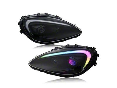 Striker Lights RGB Mclaren Style Headlights; Black Housing; Clear Lens (05-13 Corvette C6)