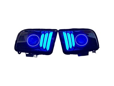 Striker Lights RGB Flow Series Headlights; Matte Black Housing; Clear Lens (05-09 Mustang w/ Factory Halogen Headlights, Excluding GT500)