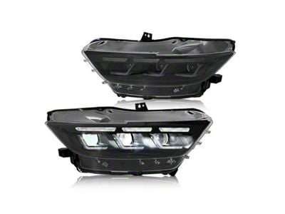 Striker Lights S650 Style Projector Headlights; Black Housing; Clear Lens (15-17 Mustang; 18-22 Mustang GT350, GT500)