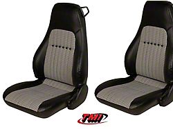 TMI Deluxe Front Seat Upholstery Kit; Black with Black/White Houndstooth Insert (93-02 Camaro)