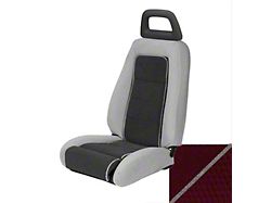TMI Articulated Sport Performance Front and Rear Seat Upholstery Kit; Canyon Red Cloth with Gray Piping (85-86 Mustang GT Hatchback)