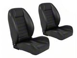 TMI Cruiser Collection Low Back Bucket Seats; Black Madrid Vinyl with Black Stitching (Universal; Some Adaptation May Be Required)