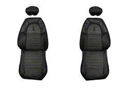 TMI SVT Cobra Sport Front Seat Upholstery Kit with Cobra Logo; Dark Charcoal Vinyl and Dark Charcoal UniSuede (2001 Mustang Cobra)