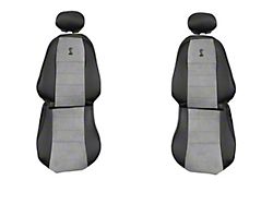 TMI SVT Cobra Sport Front Seat Upholstery Kit with Cobra Logo; Dark Charcoal Vinyl and Medium Graphite UniSuede (03-04 Mustang Cobra)