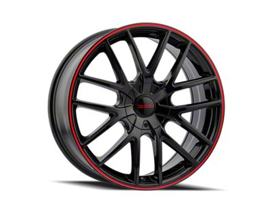 Touren TR60 Gloss Black with Red Ring Wheel; 18x8; 40mm Offset (05-09 Mustang GT, V6)