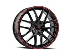 Touren TR60 Gloss Black with Red Ring Wheel; 20x8.5; 40mm Offset (10-11 Camaro SS; 10-15 Camaro LS, LT)