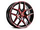 Touren TR79 Gloss Black with Red Tinted Face Wheel; 18x8; 35mm Offset (10-14 Mustang GT w/o Performance Pack, V6)