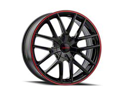 Touren TR60 Gloss Black with Red Ring Wheel; 20x8.5; 40mm Offset (16-24 Camaro LS, LT, LT1)