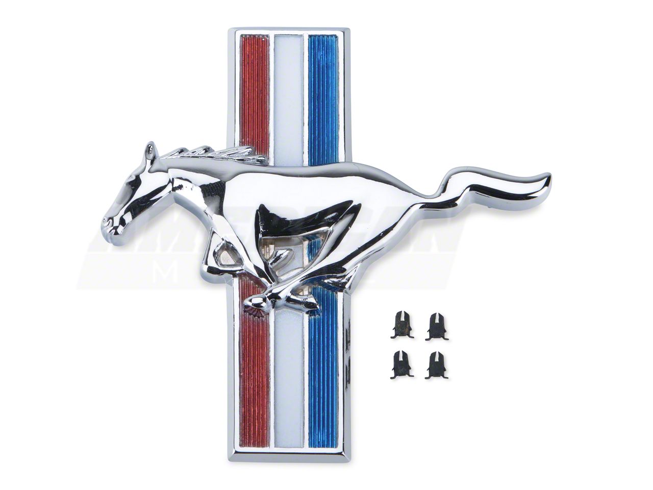 Modern Billet Mustang Running Pony Tri-Bar Grille Emblem 17106