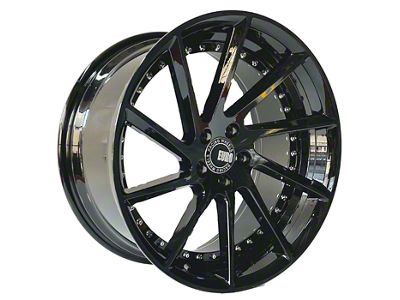 TW Racing E1 Forged Gloss Black with Silver Rivets Wheel; Rear Only; 20x10 (05-09 Mustang)