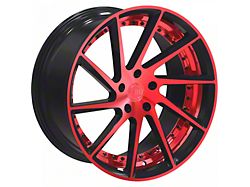 TW Racing E1 Forged Gloss Black with Red Wheel; 20x8.5 (15-23 Mustang GT, EcoBoost, V6)