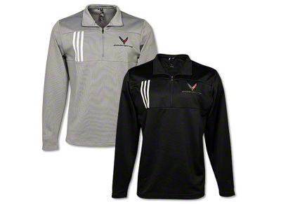 Adidas 3-Stripe 1/4 Zip Pullover with C8 Logo; Gray