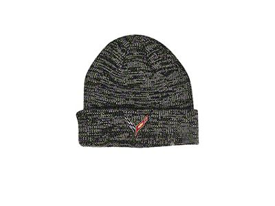 Beanie with C8 Cross Flags; Black