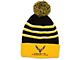 Beanie with C8 Cross Flags; Corvette Racing with Pom Pom; Yellow