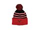 Beanie with C8 Cross Flags and Pom Pom; Red