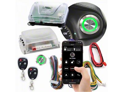 Billet Push Button Engine Start/Stop with Keyless Entry and Remote Start; Green LED (Universal; Some Adaptation May Be Required)